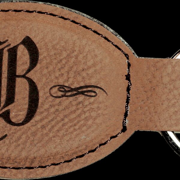 3" x 1 3/4" Laserable Leatherette Oval Keychain Thumbnail